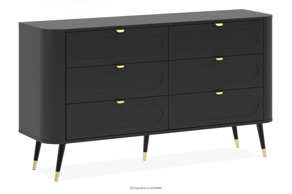 LONA Zaokrąglona szeroka komoda z szufladami  czarny czarny - zdjęcie 0