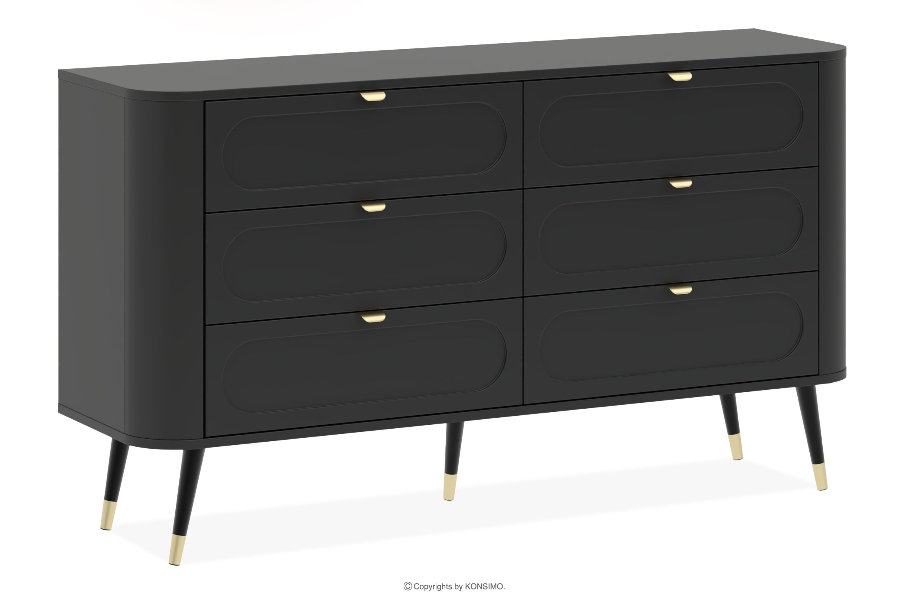 Zaokrąglona szeroka komoda z szufladami  czarny