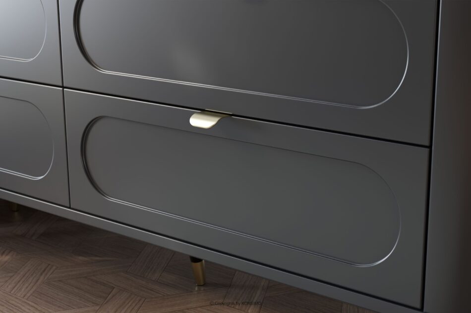 LONA Zaokrąglona szeroka komoda z szufladami  czarny czarny - zdjęcie 2