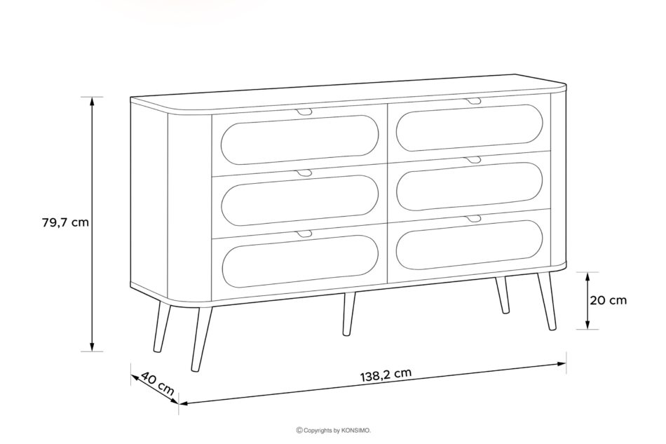 LONA Zaokrąglona szeroka komoda z szufladami  czarny czarny - zdjęcie 3