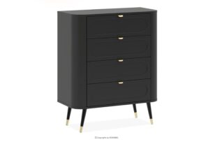 LONA, https://konsimo.pl/kolekcja/lona/ Wysoka zaokrąglona komoda z szufladami czarny czarny - zdjęcie