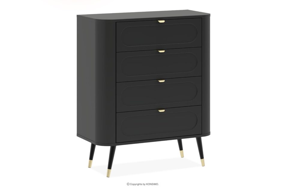 LONA Wysoka zaokrąglona komoda z szufladami czarny czarny - zdjęcie 0