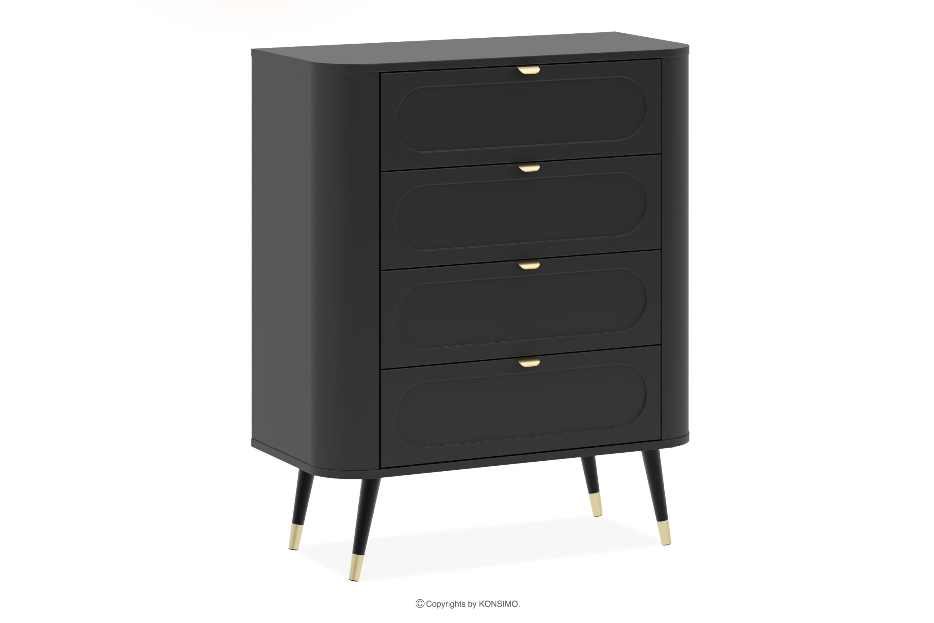 Wysoka zaokrąglona komoda z szufladami czarny