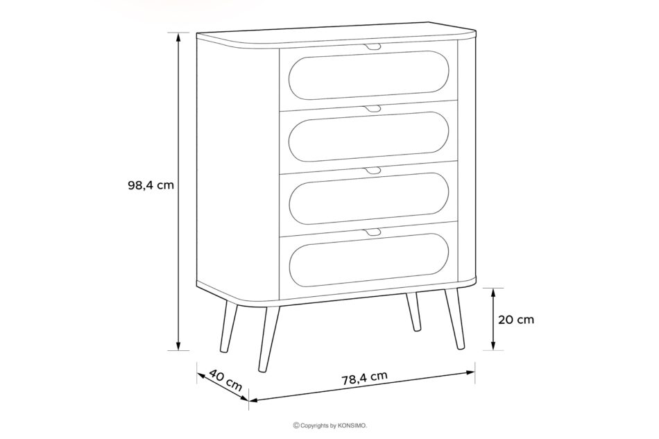 LONA Wysoka zaokrąglona komoda z szufladami czarny czarny - zdjęcie 2
