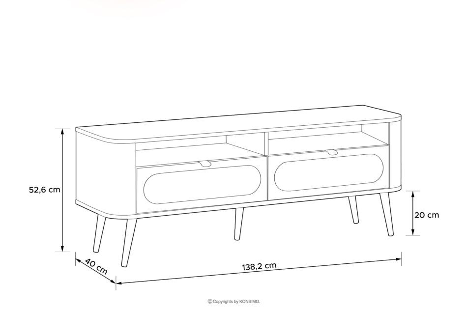LONA Zaokrąglona szafka RTV na wysokich nóżkach czarny czarny - zdjęcie 1