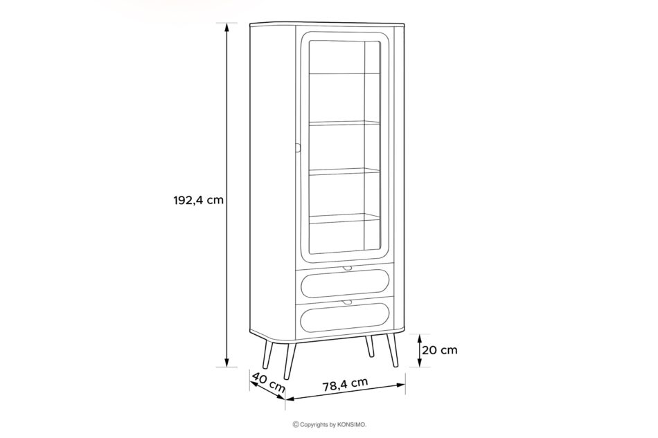 LONA Zaokrąglona witryna na wysokich nózkach czarny czarny - zdjęcie 3