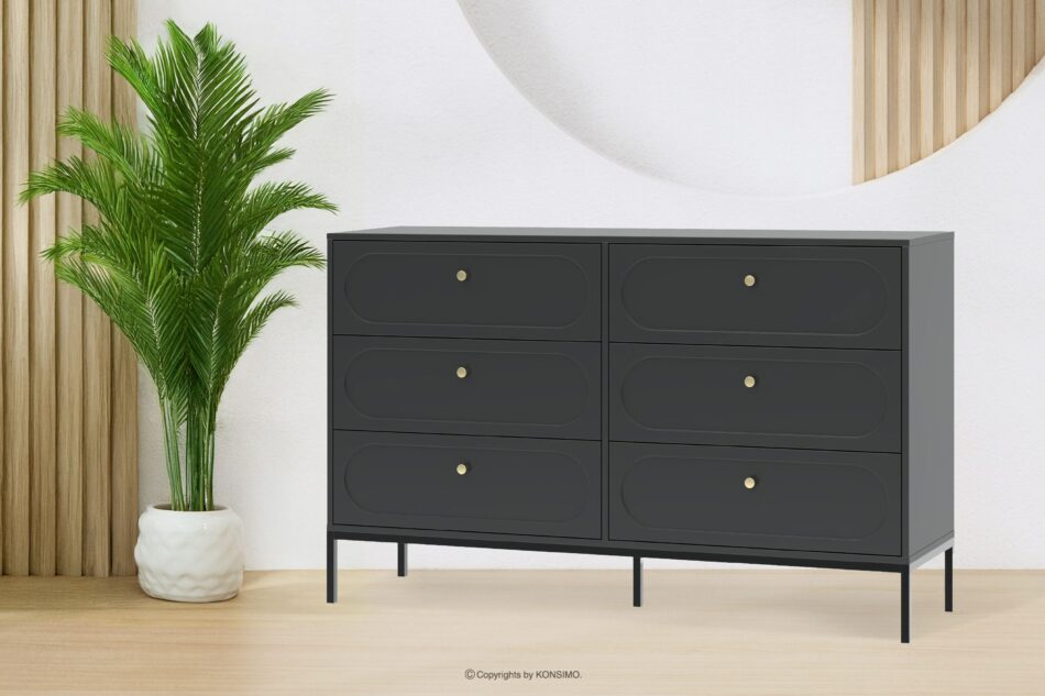 TILA Szeroka czarna komoda na nóżkach czarny - zdjęcie 1