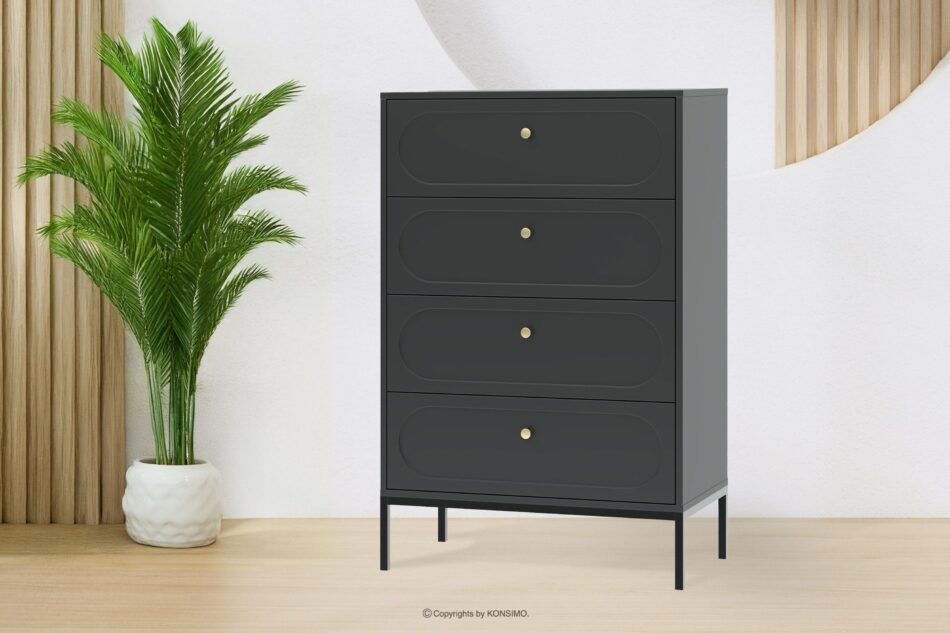 TILA Wysoka czarna komoda z szufladami czarny - zdjęcie 1