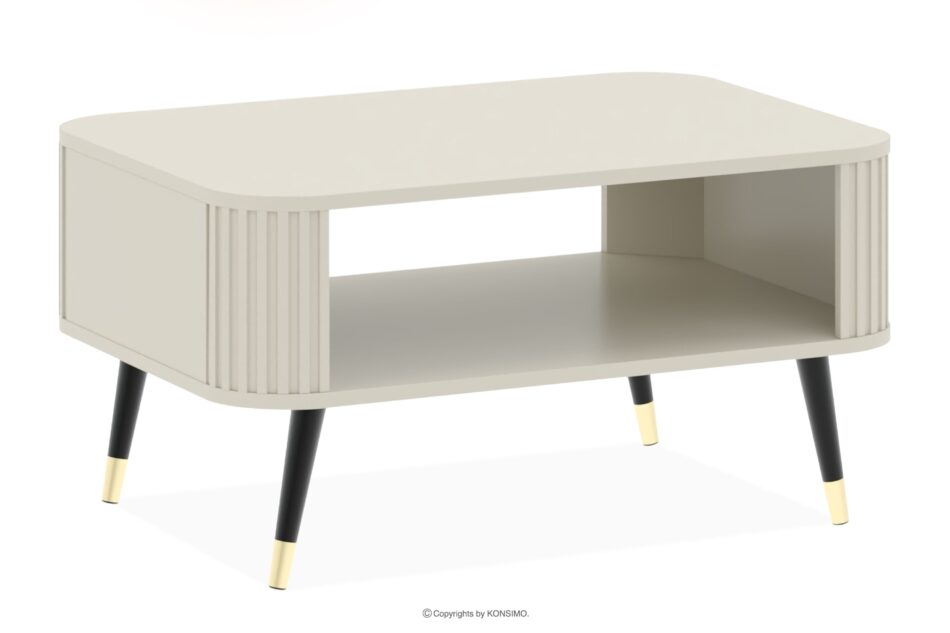 PURA Stolik kawowy z ryflowaniem kremowy kremowy - zdjęcie 0