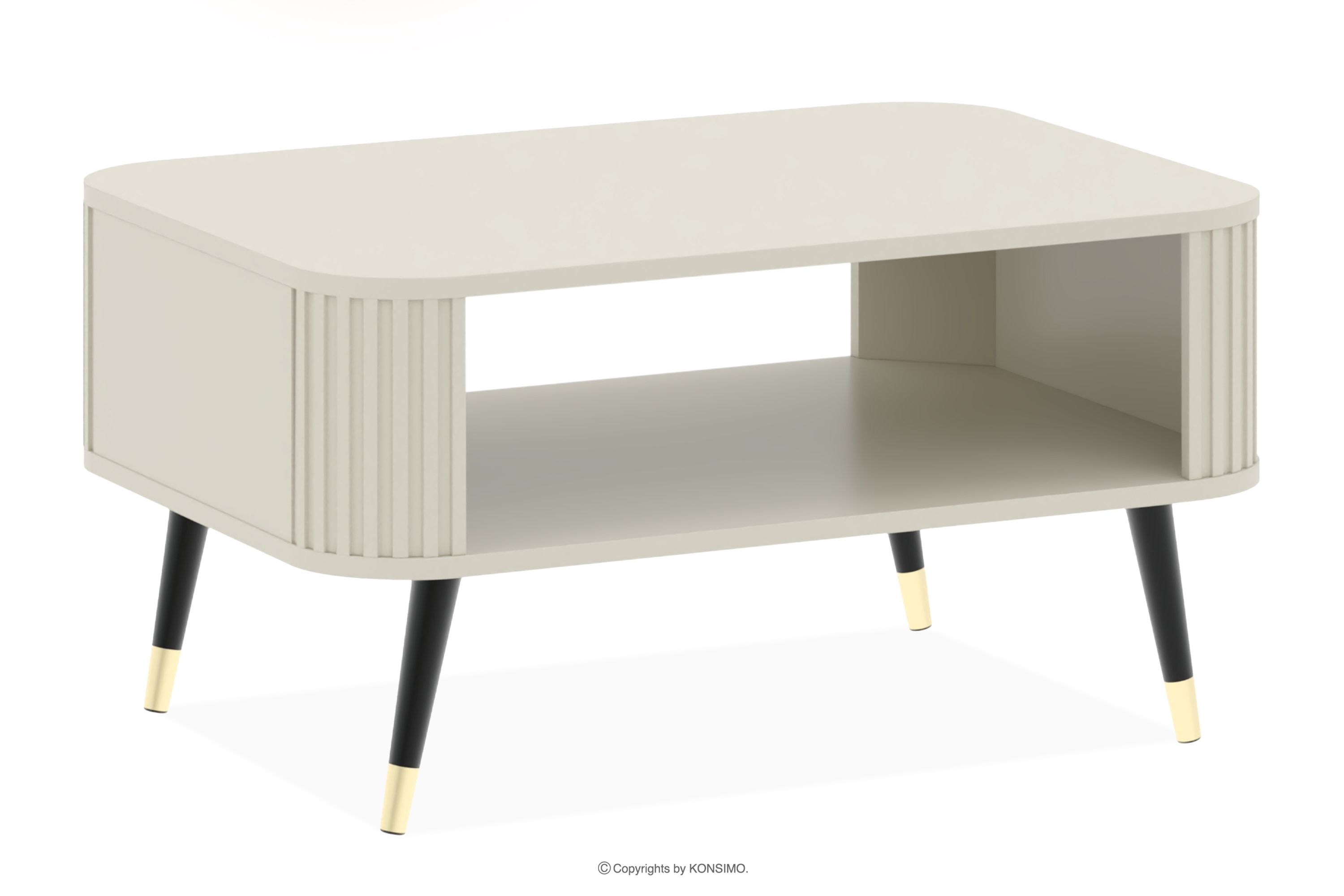 Stolik kawowy z ryflowaniem kremowy