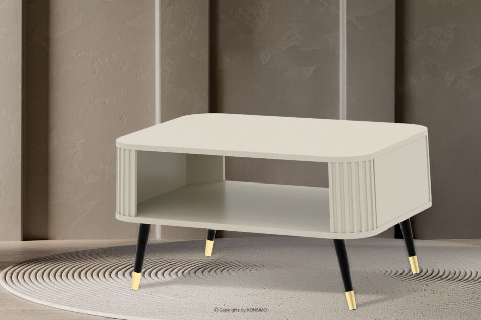 PURA Stolik kawowy z ryflowaniem kremowy kremowy - zdjęcie 1