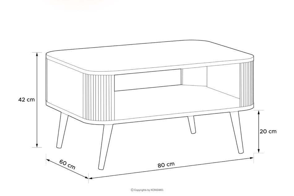 PURA Stolik kawowy z ryflowaniem kremowy kremowy - zdjęcie 2