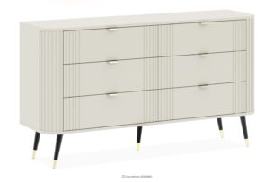 PURA, https://konsimo.pl/kolekcja/pura/ Szeroka komoda z ryflowaniem kremowy kremowy - zdjęcie