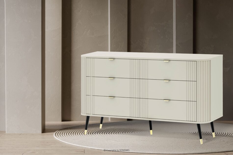 PURA Szeroka komoda z ryflowaniem kremowy kremowy - zdjęcie 1