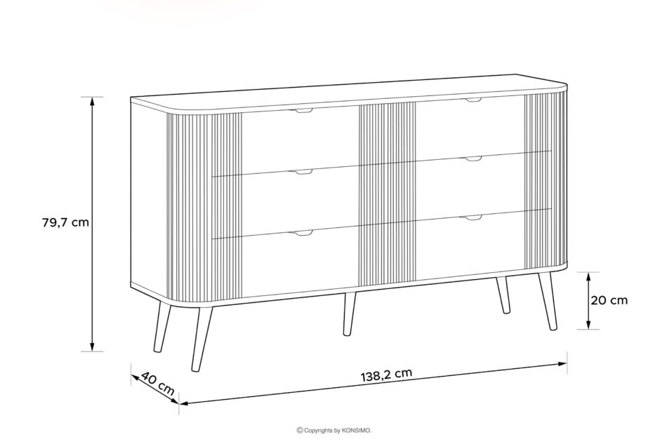 PURA Szeroka komoda z ryflowaniem kremowy kremowy - zdjęcie 2