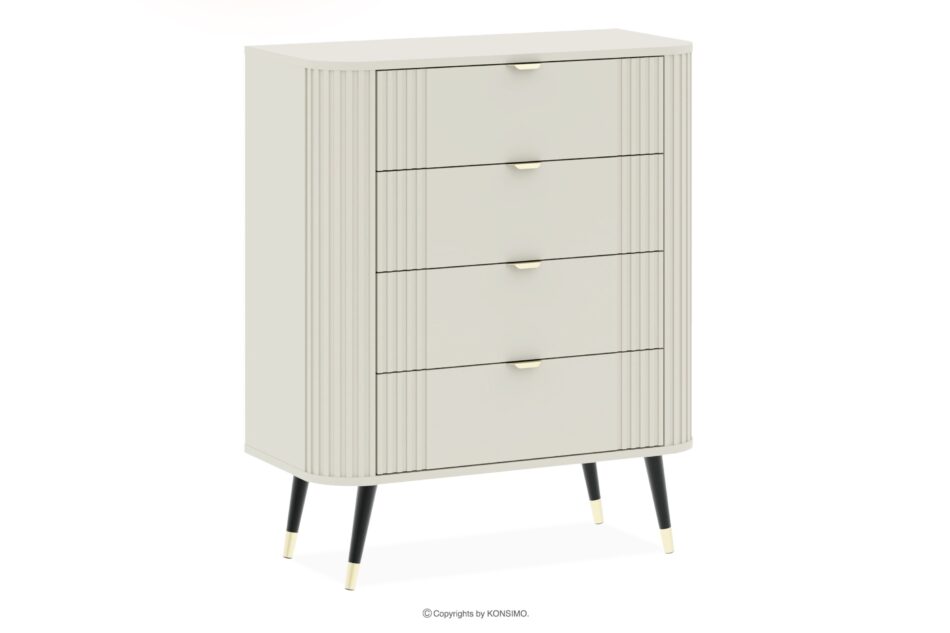 PURA Wysoka komoda z ryflowaniem kremowy kremowy - zdjęcie 0