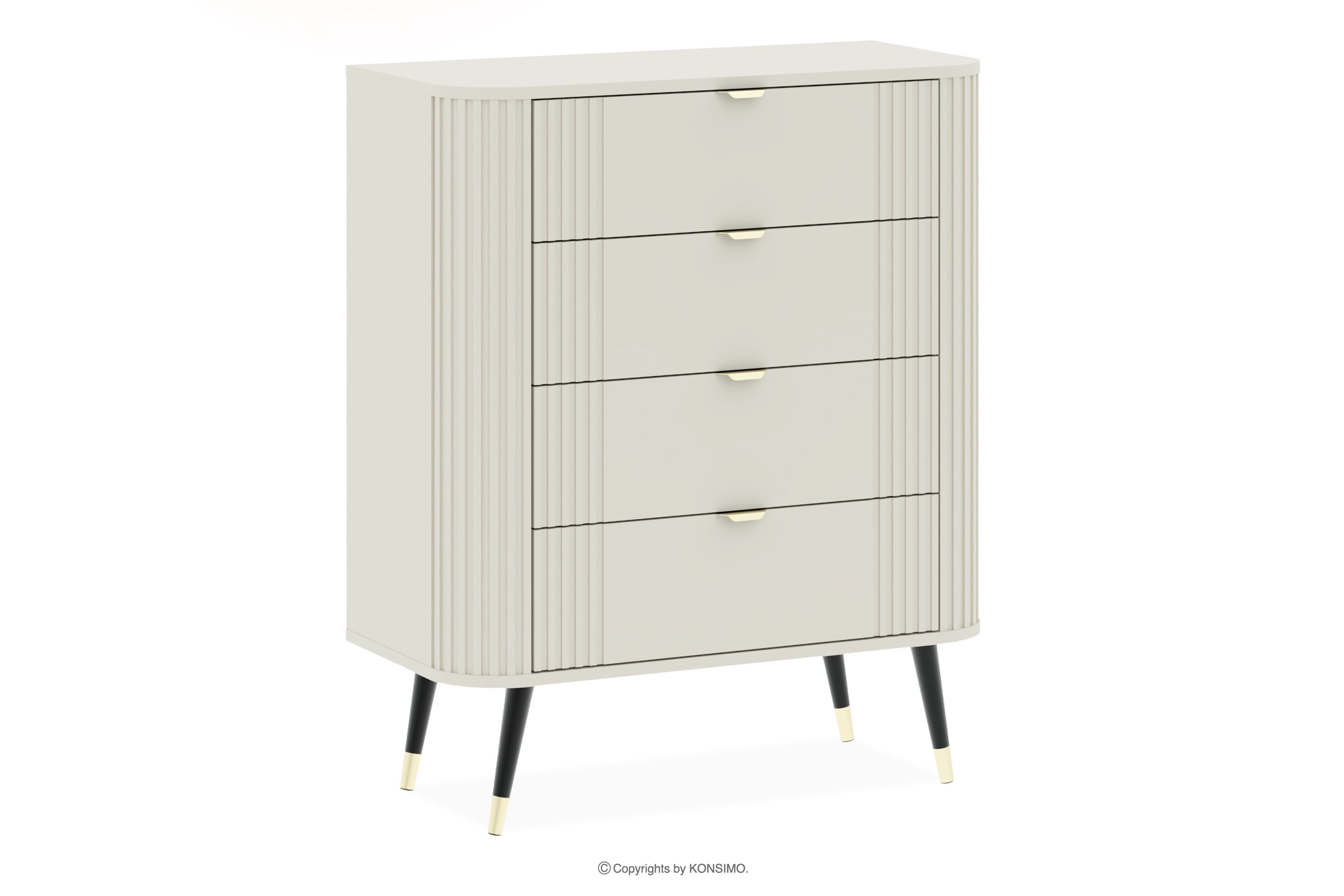 Wysoka komoda z ryflowaniem kremowy