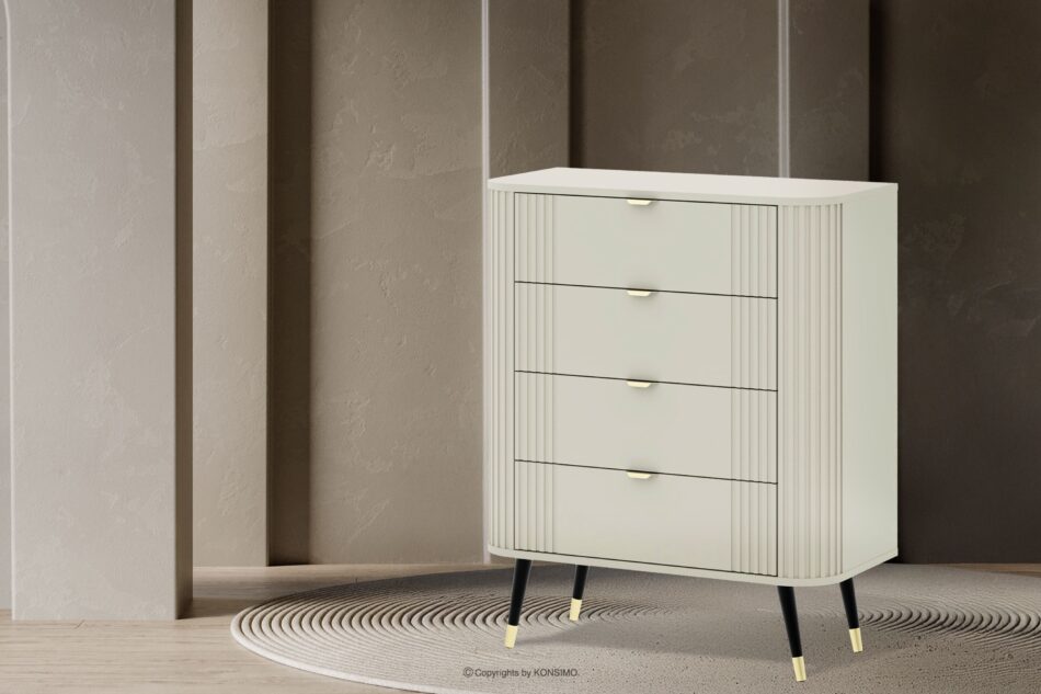 PURA Wysoka komoda z ryflowaniem kremowy kremowy - zdjęcie 1