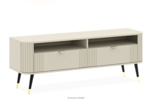 PURA, https://konsimo.pl/kolekcja/pura/ Szafka RTV z ryflowaniem kremowy kremowy - zdjęcie