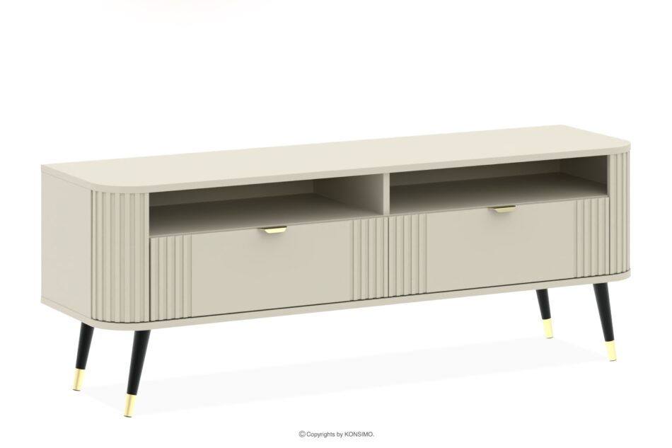 PURA Szafka RTV z ryflowaniem kremowy kremowy - zdjęcie 0