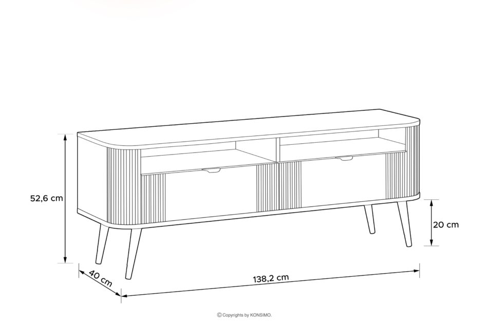 PURA Szafka RTV z ryflowaniem kremowy kremowy - zdjęcie 2