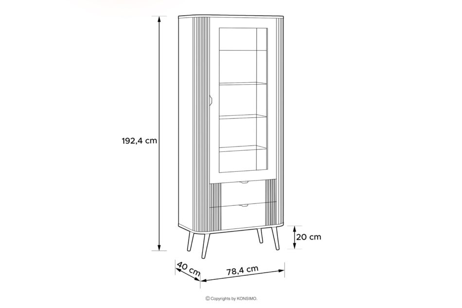 PURA Witryna z ryflowaniem kremowy kremowy - zdjęcie 2