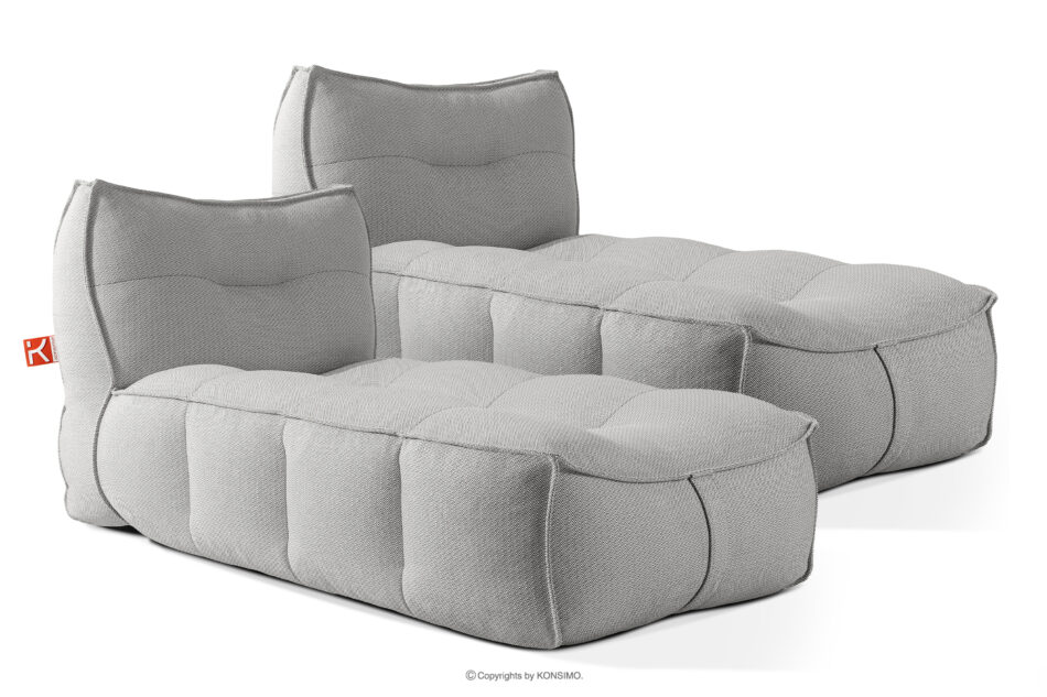 LOVIA Miękka leżanka ogrodowa w tkaninie plecionej outdoorowej 2 szt. ciemny szary/biały ciemny szary/biały - zdjęcie 0