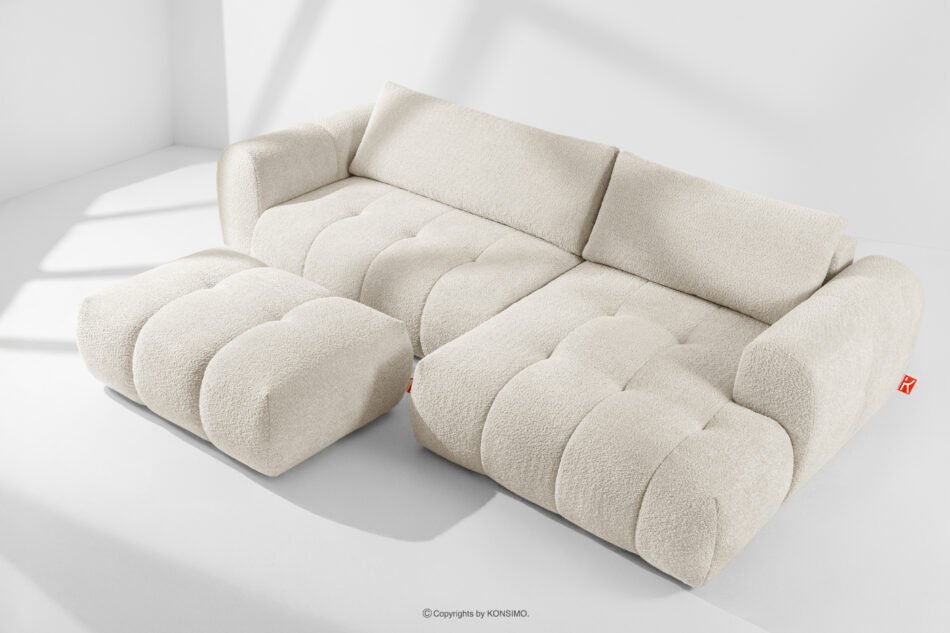 LIRA Puf w tkaninie boucle biały biały - zdjęcie 9