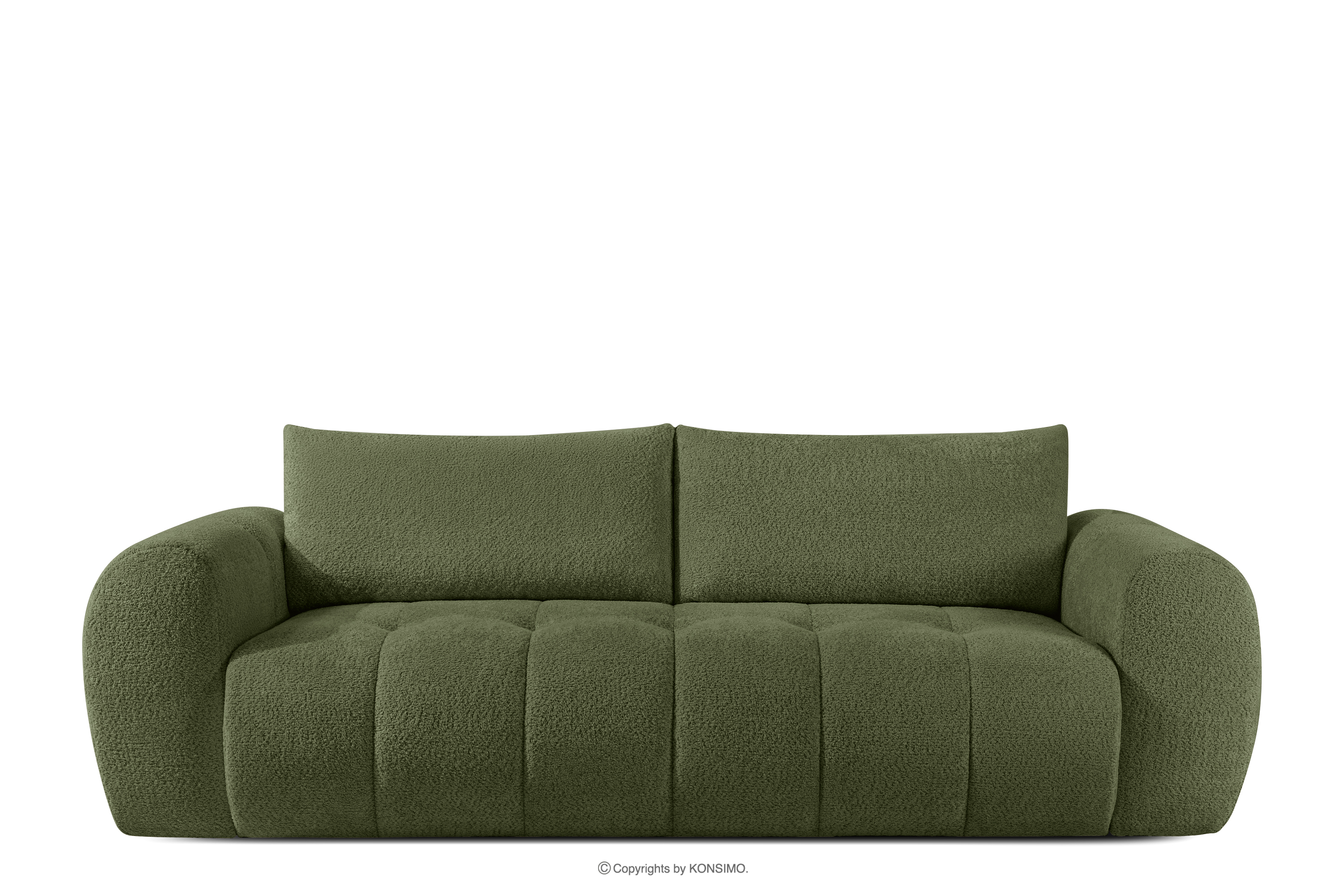Sofa boucle w stylu japandi oliwkowy LIRA