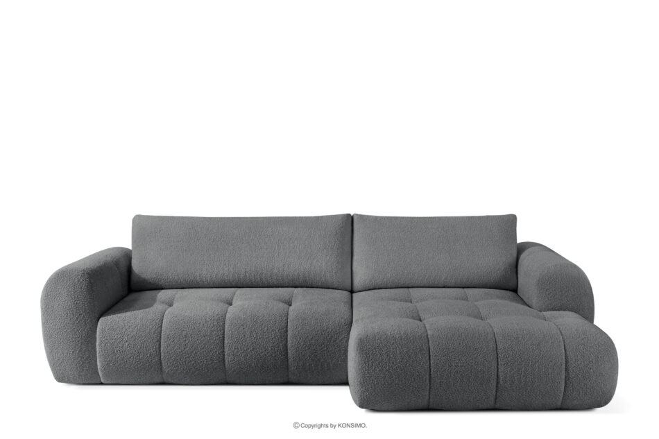 LIRA Narożnik boucle w stylu japandi ciemny szary prawy ciemny szary - zdjęcie 0