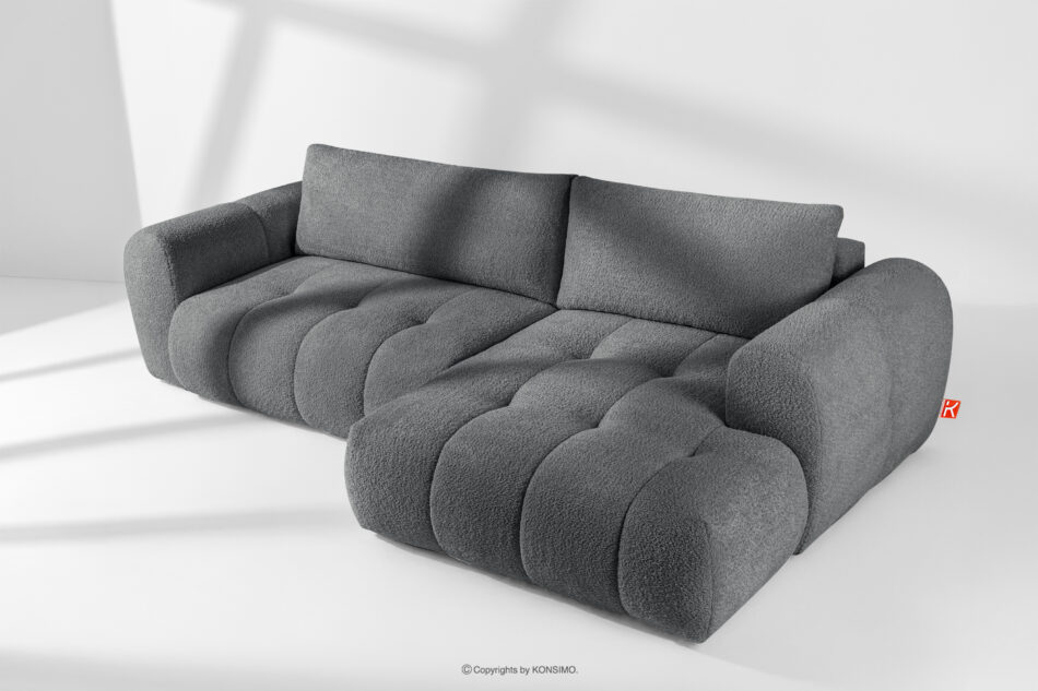 LIRA Narożnik boucle w stylu japandi ciemny szary prawy ciemny szary - zdjęcie 1