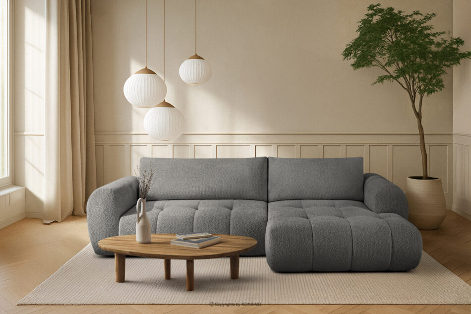 LIRA Narożnik boucle w stylu japandi ciemny szary prawy ciemny szary - zdjęcie 21