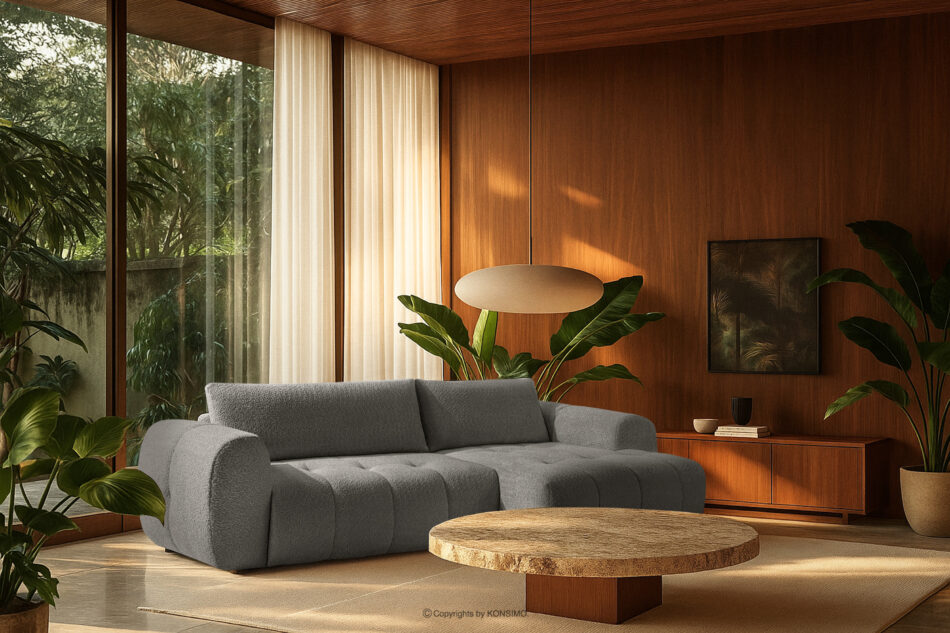 LIRA Narożnik boucle w stylu japandi ciemny szary prawy ciemny szary - zdjęcie 22