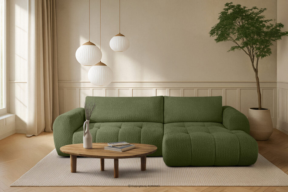 LIRA Narożnik boucle w stylu japandi oliwkowy prawy oliwkowy - zdjęcie 21