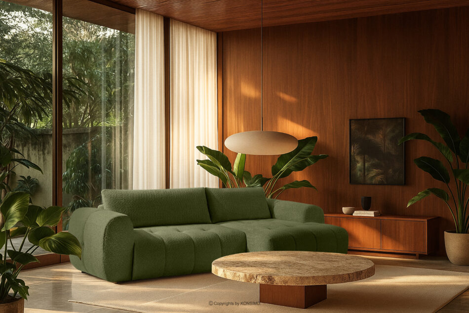 LIRA Narożnik boucle w stylu japandi oliwkowy prawy oliwkowy - zdjęcie 22