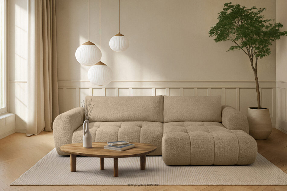 LIRA Narożnik w tkaninie boucle beżowy prawy beżowy - zdjęcie 21