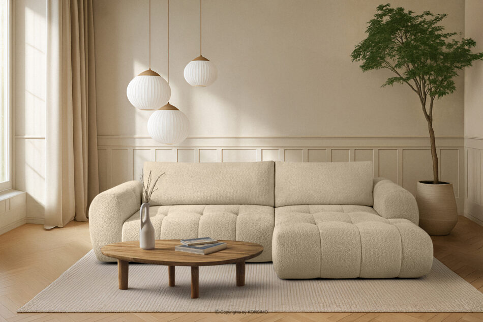 LIRA Narożnik w tkaninie boucle jasny beżowy prawy jasny beżowy - zdjęcie 21