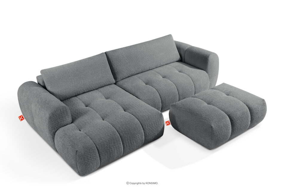 LIRA Narożnik boucle w stylu japandi ciemny szary lewy ciemny szary - zdjęcie 6