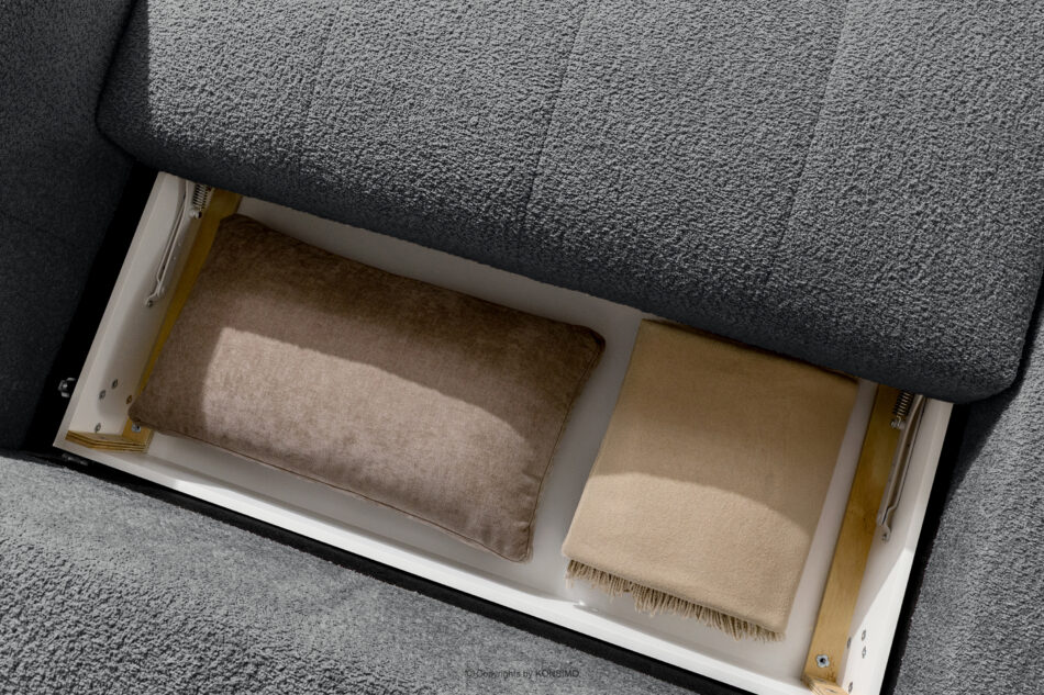 LIRA Narożnik boucle w stylu japandi ciemny szary lewy ciemny szary - zdjęcie 16