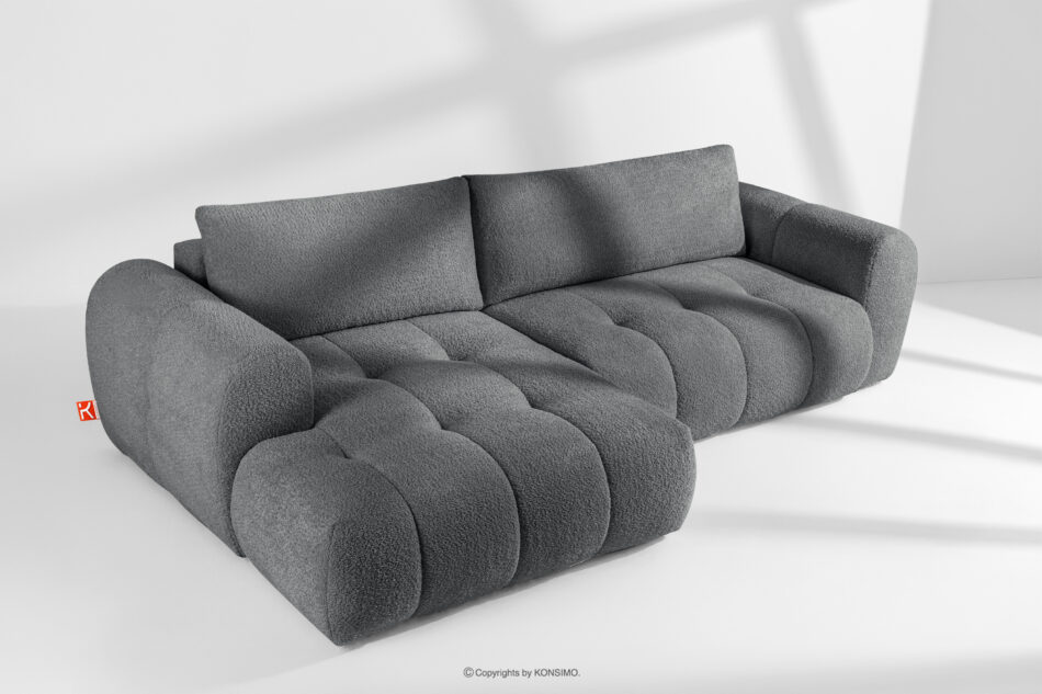 LIRA Narożnik boucle w stylu japandi ciemny szary lewy ciemny szary - zdjęcie 1