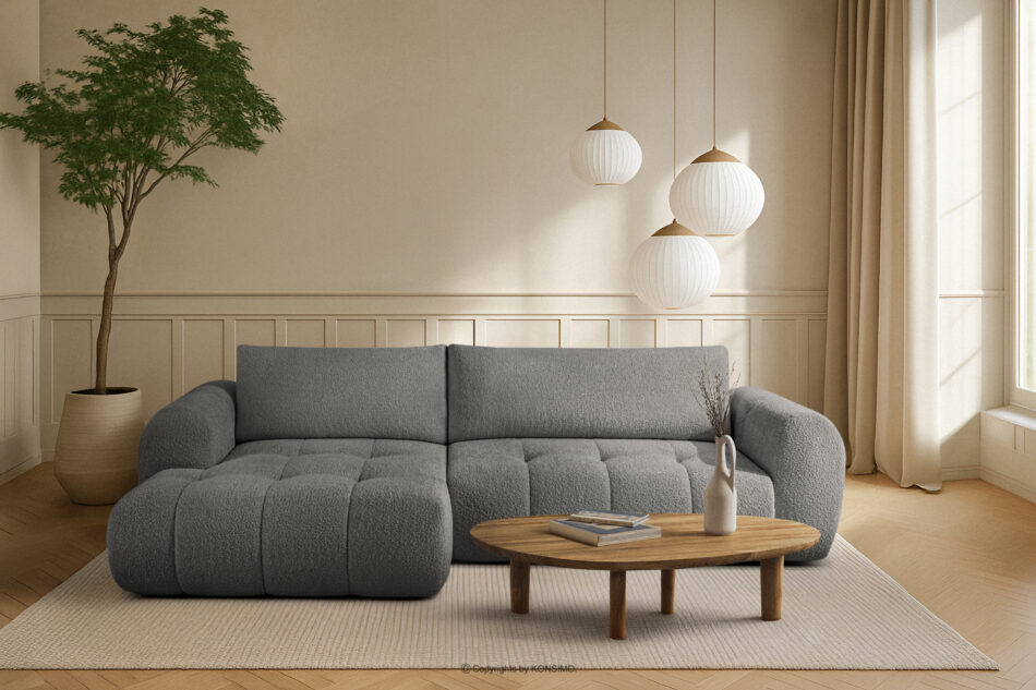 LIRA Narożnik boucle w stylu japandi ciemny szary lewy ciemny szary - zdjęcie 21