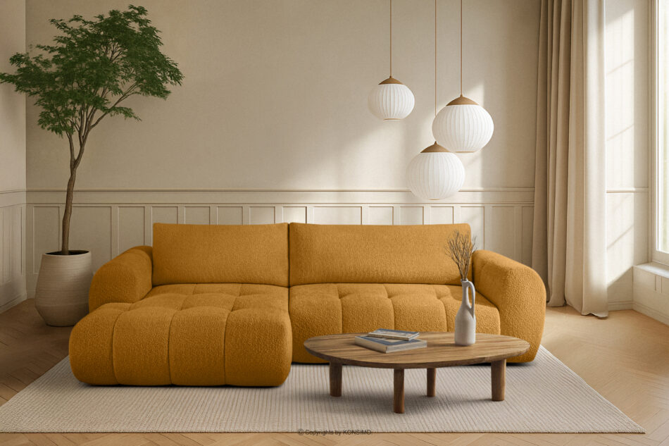 LIRA Narożnik boucle w stylu japandi miodowy lewy miodowy - zdjęcie 21