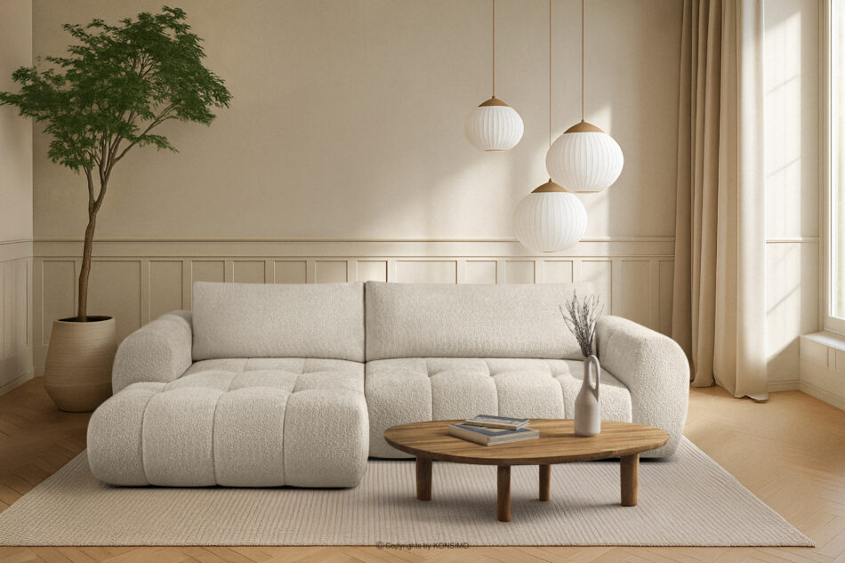 LIRA Narożnik w tkaninie boucle biały lewy biały - zdjęcie 21