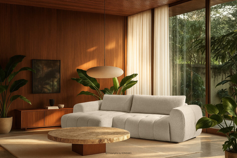 LIRA Narożnik w tkaninie boucle biały lewy biały - zdjęcie 22