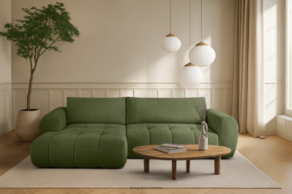 LIRA Narożnik boucle w stylu japandi oliwkowy lewy oliwkowy - zdjęcie 21