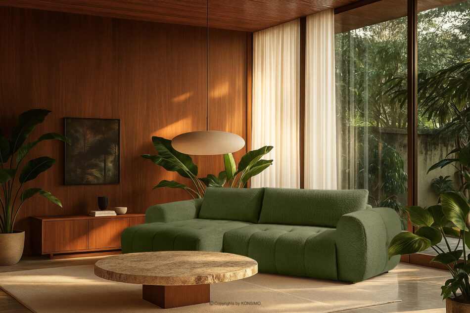 LIRA Narożnik boucle w stylu japandi oliwkowy lewy oliwkowy - zdjęcie 22