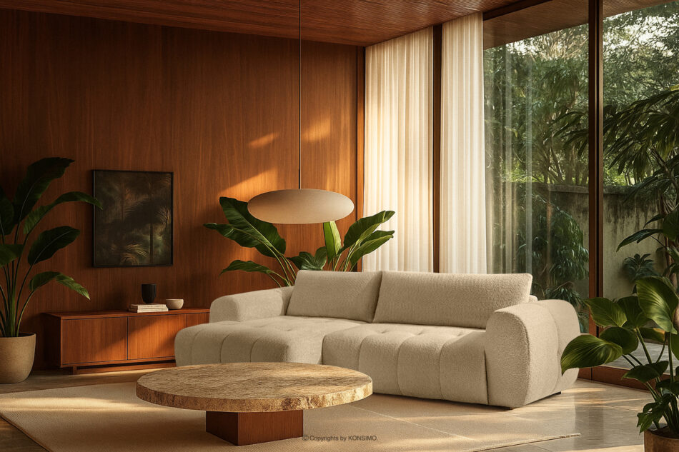 LIRA Narożnik w tkaninie boucle jasny beżowy lewy jasny beżowy - zdjęcie 22