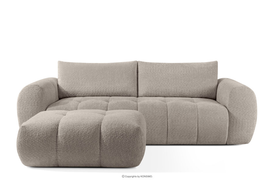 LIRA Sofa i puf w tkaninie boucle szary szary - zdjęcie 0
