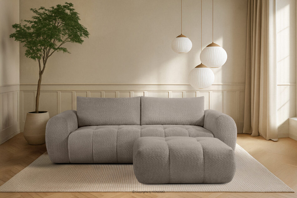 LIRA Sofa i puf w tkaninie boucle szary szary - zdjęcie 25