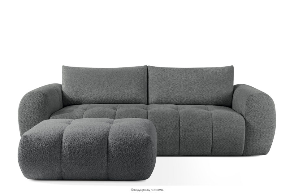 LIRA Sofa i puf boucle ciemny szary ciemny szary - zdjęcie 0
